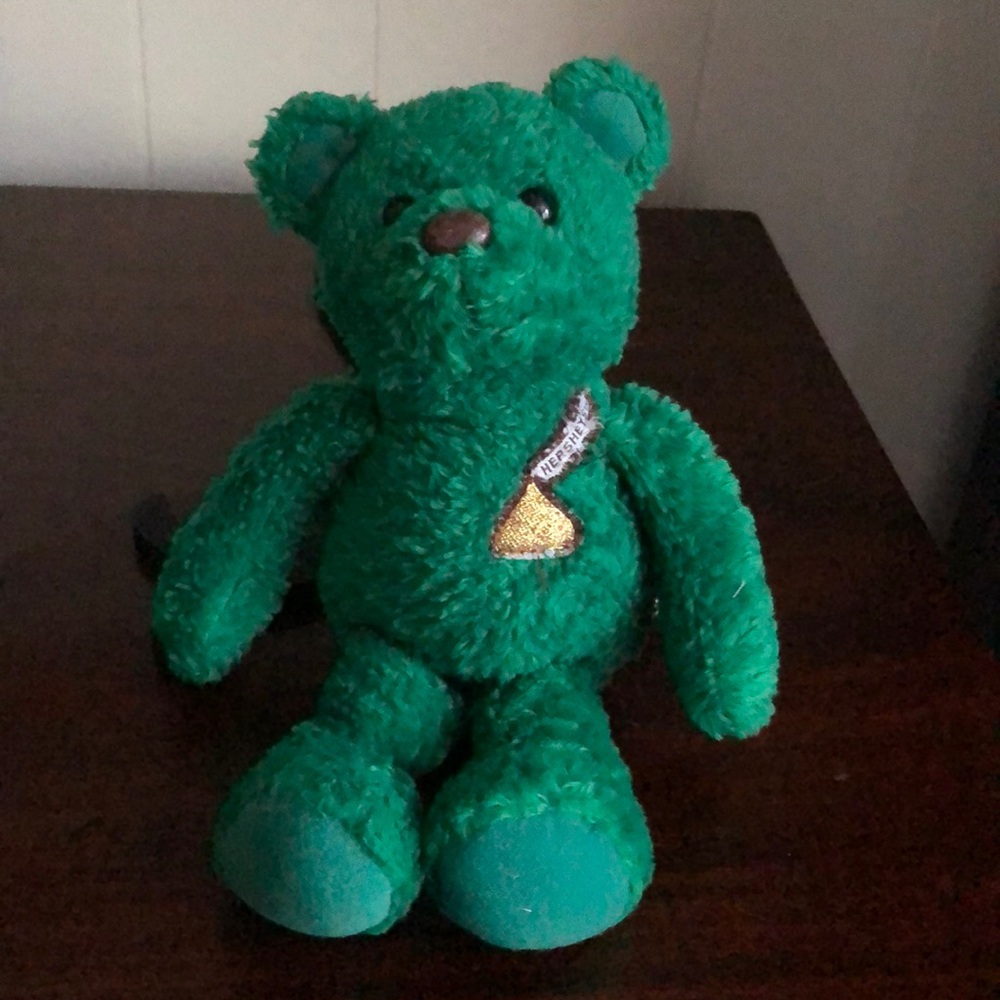 9” Merry Kisses Hershey Plush Teddy Bear Green Chocolate Teddy
